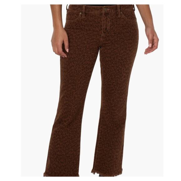 Liverpool Brown Hannah Crop Flare low rise with Frayed Hem Pants Women's 4/27 - Picture 2 of 11